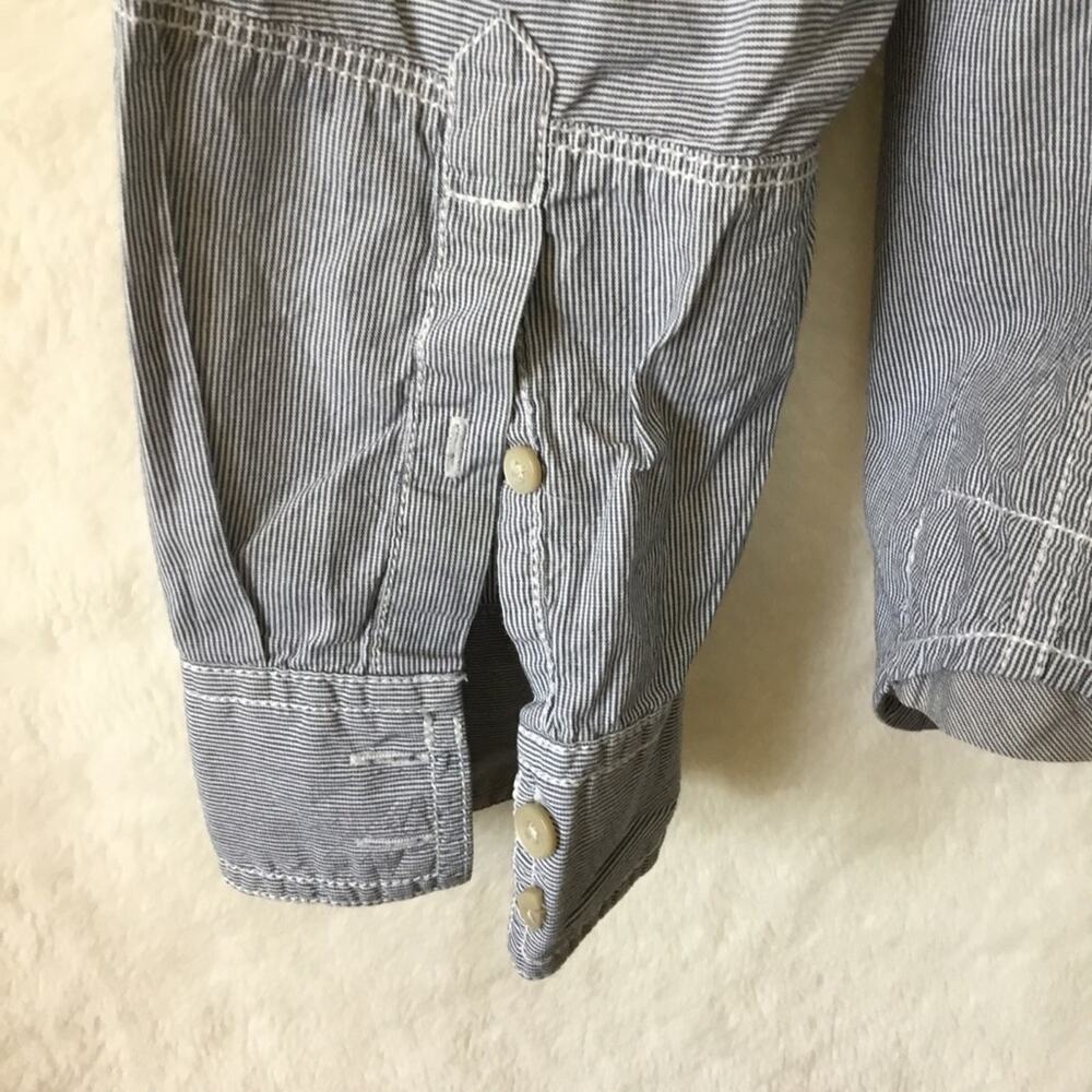 DKNY Jeans Blue Striped Button-Up Shirt - Picture 10 of 14